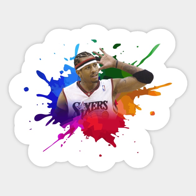 ALLEN IVERSON WITH COLOR SPLASH PAINTING Sticker by MufaArtsDesigns